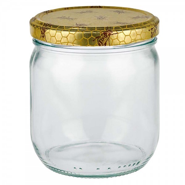 Honingpot 500 g met deksel met honingraatmotief BasicSeal UNiTWIST