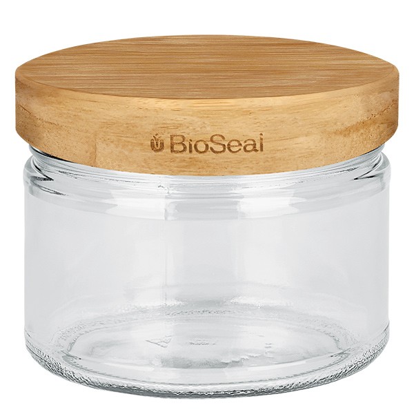 540ml rond glas + BioSeal 2-in-1 houten deksel UNiTWIST