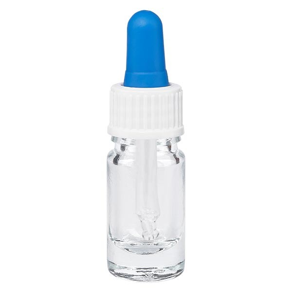 Pipetfles helder 5ml, pipet wit/blauw ST