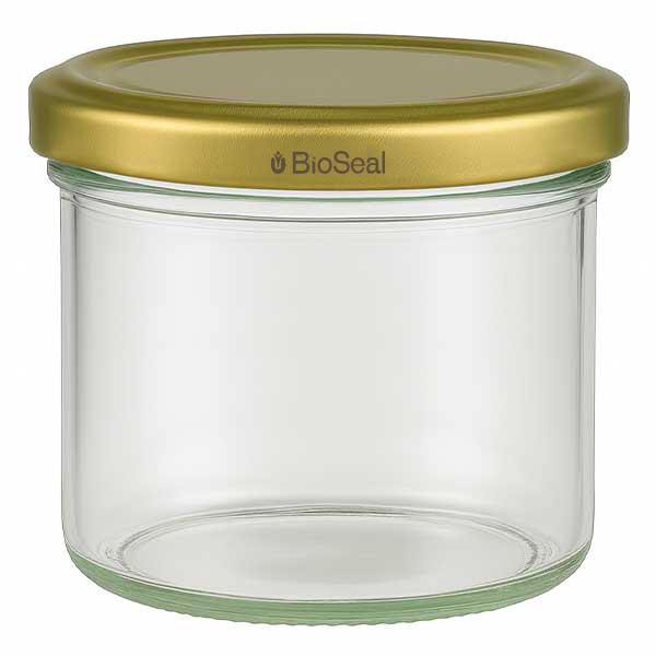 255 ml trommelglas met BioSeal gouden UNiTWIST