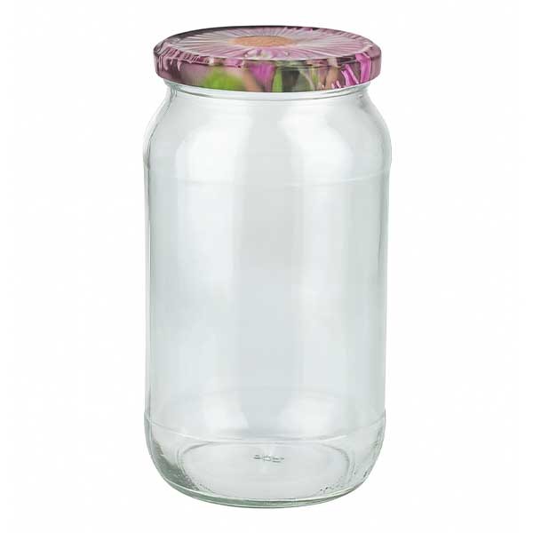 1062ml Rond Glas + BasicSeal Deksel Bloesem Decor UNiTWiST