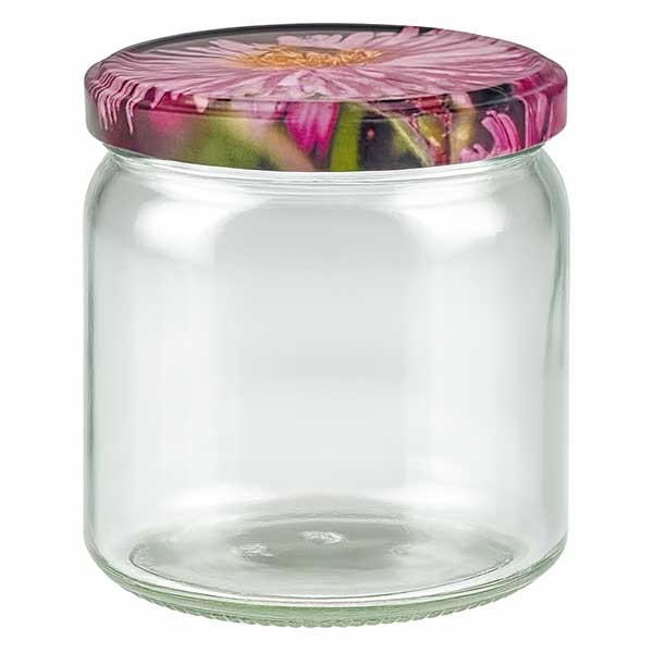 408ml Rond Glas + BasicSeal Deksel Bloesem Decor UNiTWiST