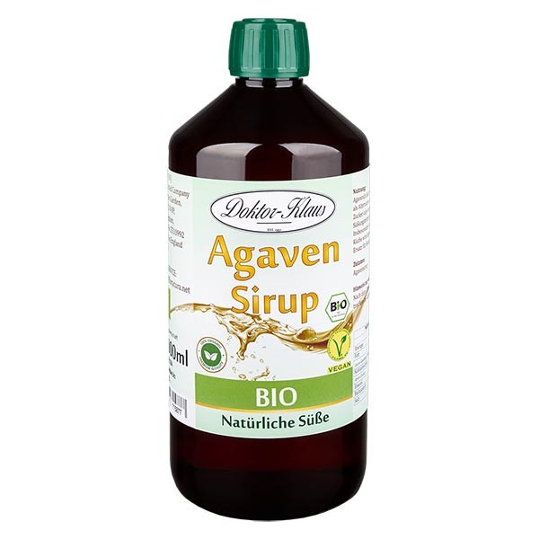 1000 ml biologische agavesiroop in bruine PET fles