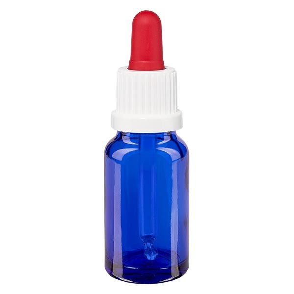 Pipetfles blauw 10ml, pipet wit/rood VR