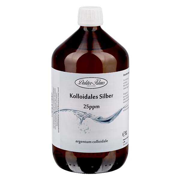 1000 ml colloïdaal zilver Doktor-Klaus, 25 ppm, navulling, in bruine PET fles