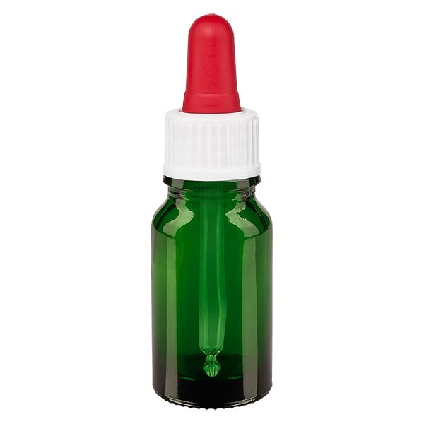 Pipetfles groen 10ml, pipet wit/rood ST