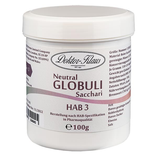 100 g Neutral globuli HAB3 van 100% zuivere sacharose