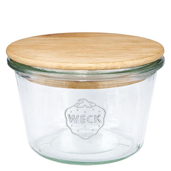 WECK-stortglas 370ml (1/4 liter) met hout deksel