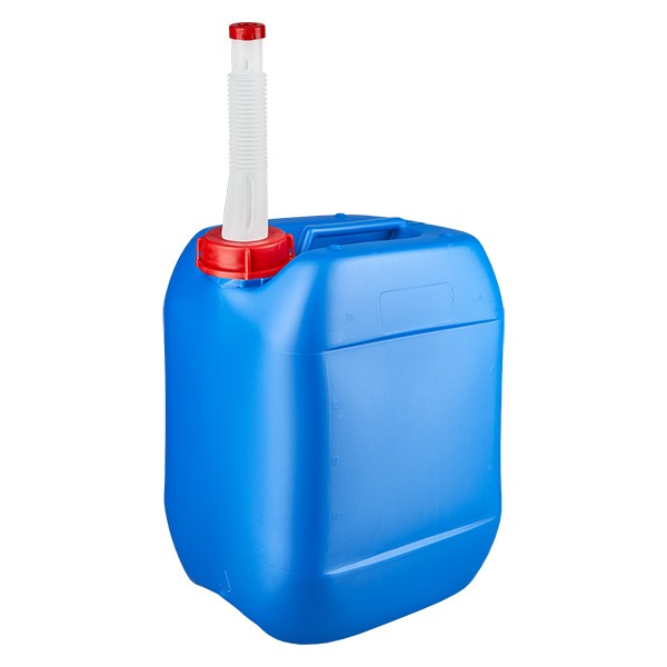 Kanister 10 Liter blau mit Auslaufrohr Flex