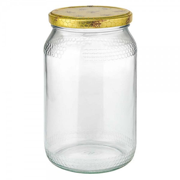 Honingpot 1260 g met honingraatmotief-deksel BasicSeal UNiTWIST