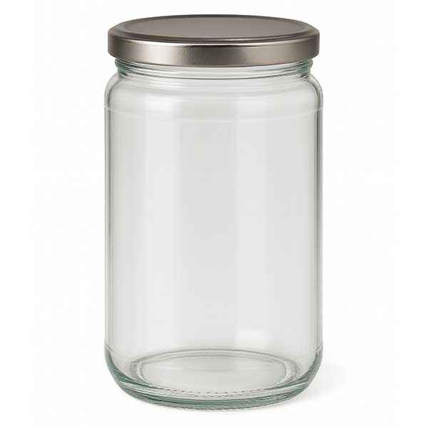 305ml rond glas met BasicSeal deksel zilver UNiTWiST