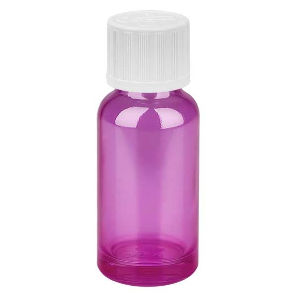 20 ml druppelflesje 1,2 mm wit met standaard sluiting kinderveilig PurpleLineUT18/20