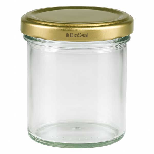 350 ml trommelglas met BioSeal gouden UNiTWIST