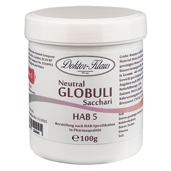 100 g Neutral globuli HAB5 van 100% zuivere sacharose