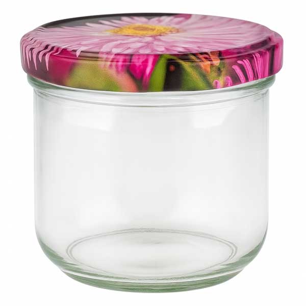 260ml trommelglas + BasicSeal deksel Bloesemdecor UNiTWiST