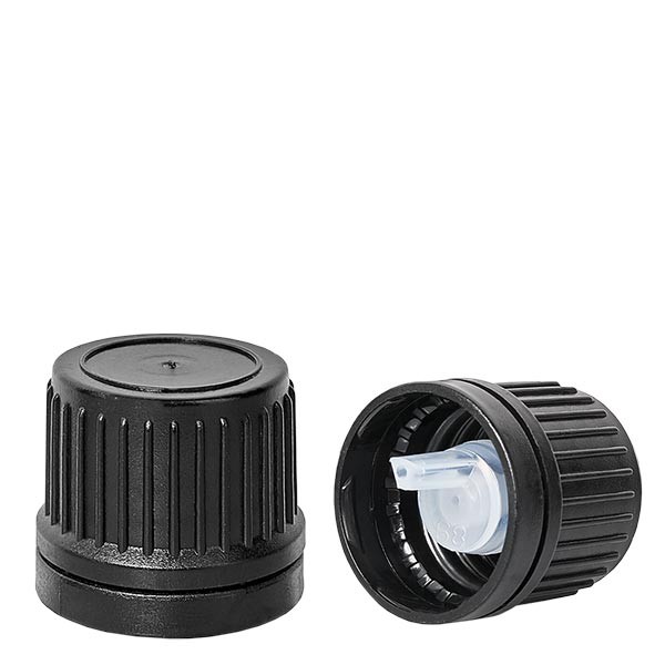 Druppelsluiting 1 mm premium zwart 18 mm met garantiesluiting (OV)