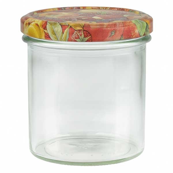 350ml trommelglas + BasicSeal deksel fruitdecor UNiTWiST