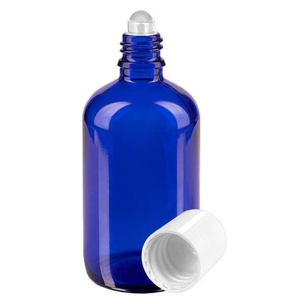 Glas deostick fles blauw 100ml, lege deo roller (Roll On)