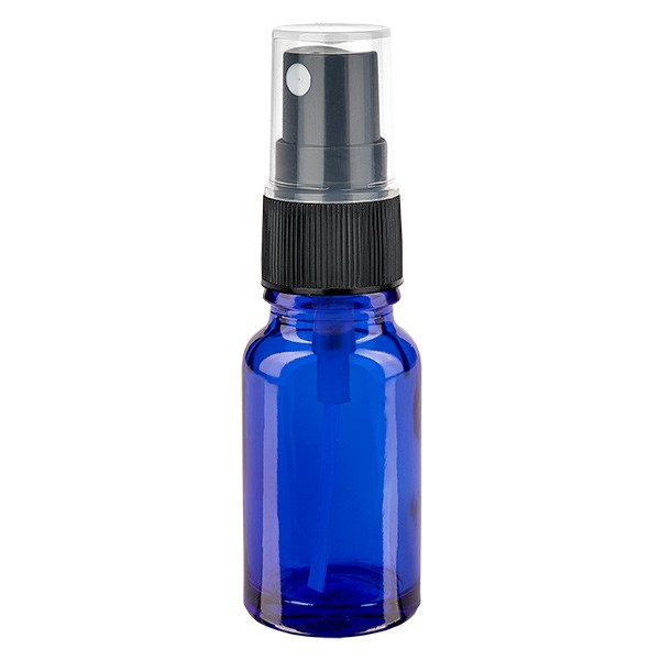 Blauwe glazen flessen 10ml met zwart pompverstuiver