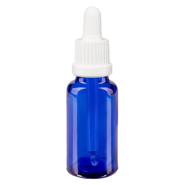 Pipetfles blauw 20ml, pipet wit VR