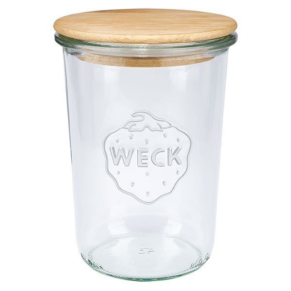 WECK-stortglas 850ml (3/4 liter) met hout deksel