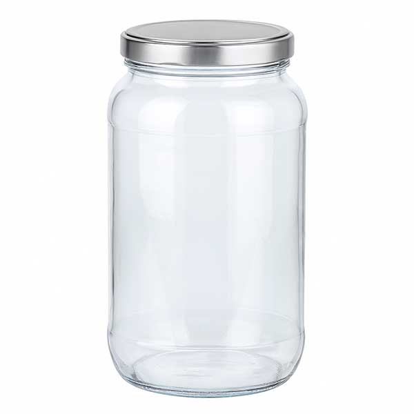1062ml rond glas met BasicSeal deksel zilver UNiTWiST