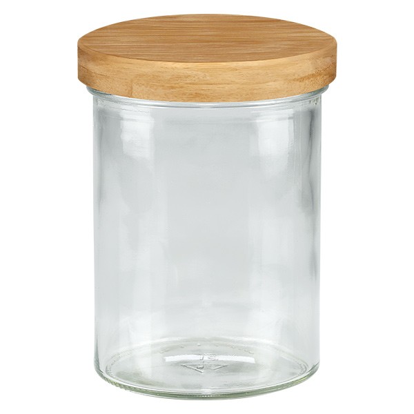 UNITWIST glazen potten 435ml sturtglas met hout deksel TO82