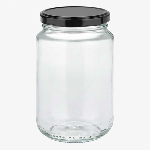 375ml rond glas met BasicSeal deksel zwart UNiTWiST