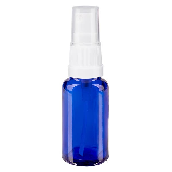 Blauwe glazen flessen 20ml met wit pompverstuiver