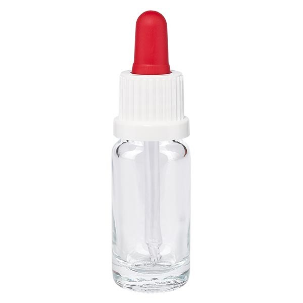 Pipetfles helder 10ml, pipet wit/rood VR