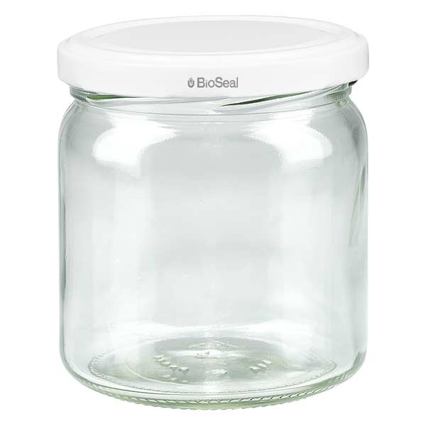 UNITWIST glazen potten 408ml ronderand glas met wit Twist-Off deksel TO82