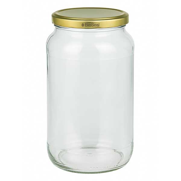 UNITWIST glazen potten 1062ml ronderand glas met gouden Twist-Off deksel TO82