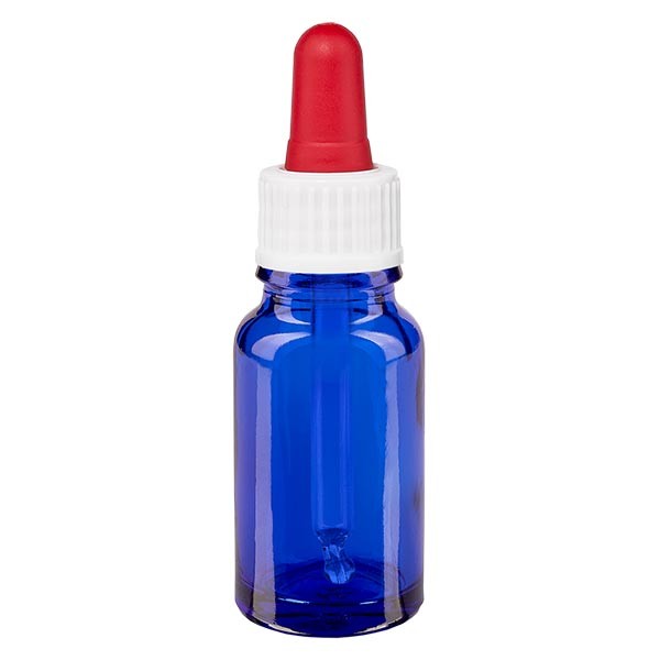 Pipetfles blauw 10ml, pipet wit/rood ST