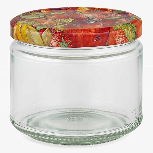 330ml rond glas + BasicSeal deksel fruitdecor UNiTWiST