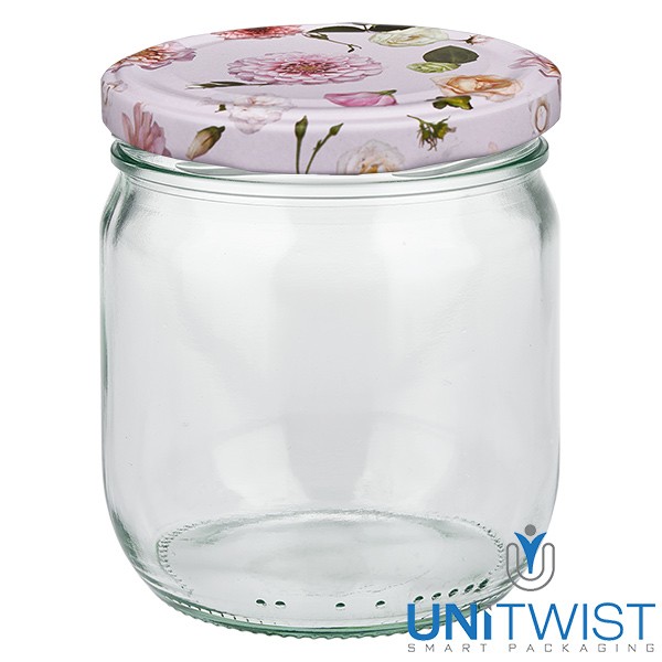 425 ml ronde pot + BasicSeal-deksel bloem roze UNiTWIST®