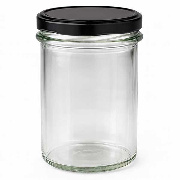 230 ml trommelglas met BasicSeal deksel zwart UNiTWiST