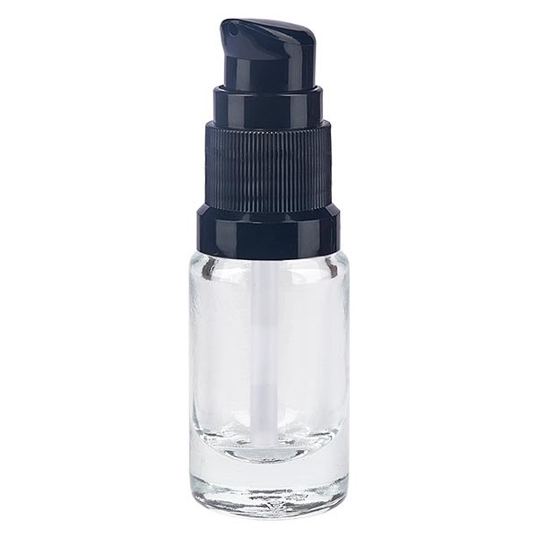 Helder glazen flessen 5ml met zwart pompsluiting