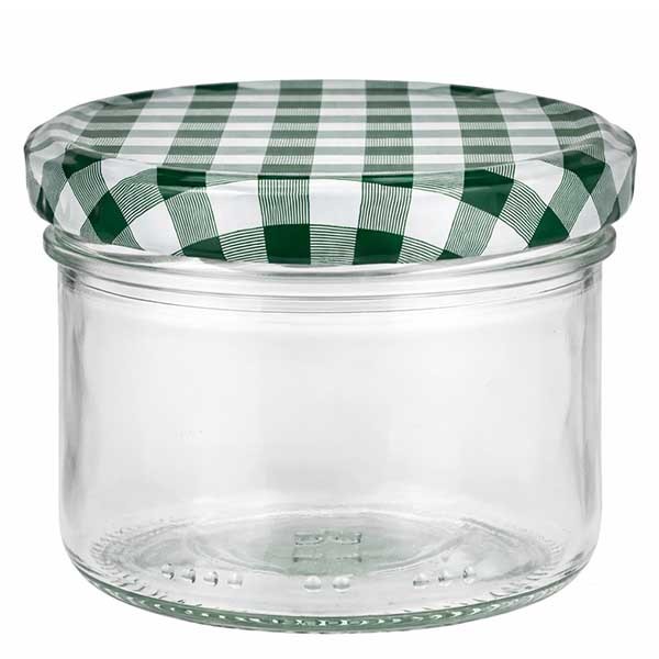 230ml cilindrisch glas + BasicSeal deksel groen/wit