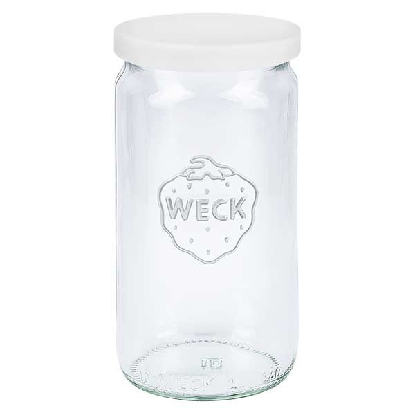 WECK-cilinderglas 340ml met wit siliconenhoes