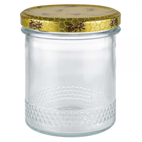 Honingpot 560 g met honingraatmotief-deksel BasicSeal UNiTWIST