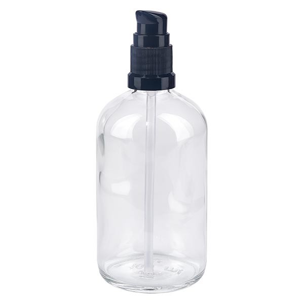 Helder glazen flessen 100ml met zwart pompsluiting