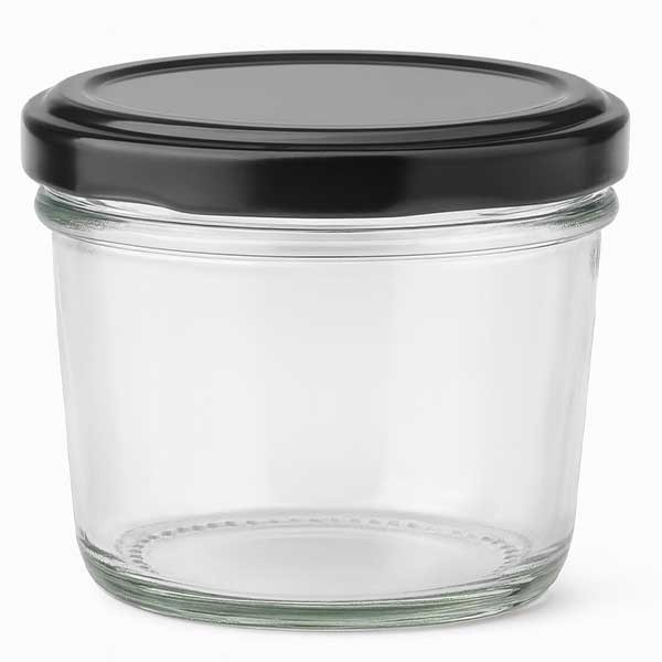 230 ml trommelglas met BasicSeal deksel zwart UNiTWiST