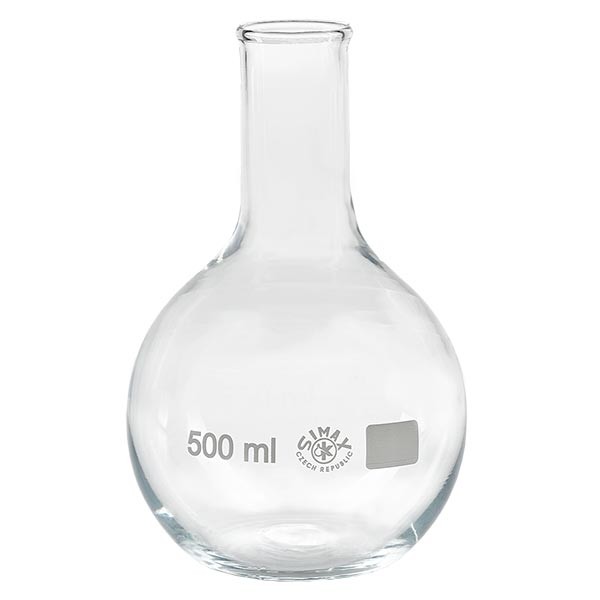 Platbodem kolf 500ml nauwe hals borosilicaat met afgeronde rand