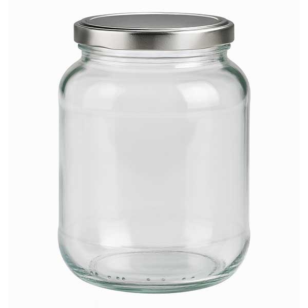 370ml Ovaal glas met BasicSeal deksel zilver UNiTWiST