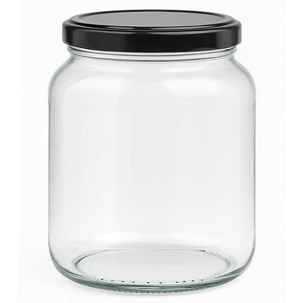 370ml Ovaal glas met BasicSeal deksel zwart UNiTWiST