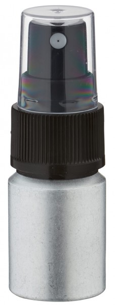 10 ml aluminium fles gebeitst incl. pompverstuiver zwart