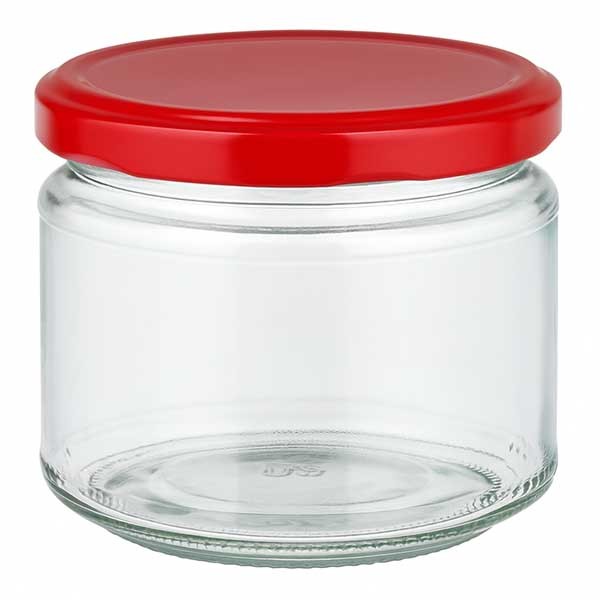 330ml rond glas + BasicSeal deksel rood UNiTWIST