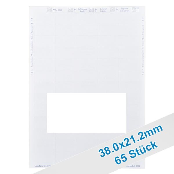 65 etiketten wit voor globuli/essencenr. 38,1 x 21 mm