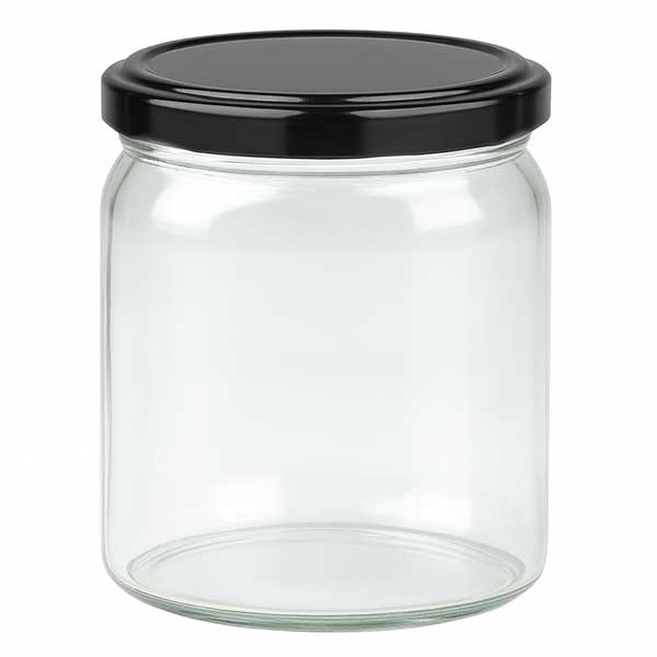 408 ml rond glas met BasicSeal deksel zwart UNiTWiST
