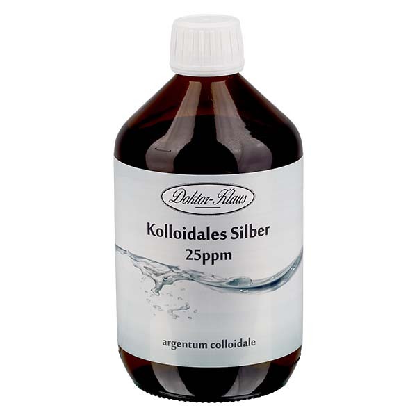 500 ml colloïdaal zilver Doktor-Klaus, 25 ppm, navulling, in bruine PET fles